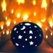Ceramic Candle holder Spring Home Decor Purple Blue Stars & Moon Velvet Purple Handmade Pottery Candileria Romantic