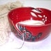 Red KNITTING Yarn Crochet Bowl Large Handmade Ceramic Pottery Twisted Leaf
