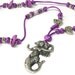 Macrame Knot Work Mermaid Necklace, Clay Beads Silver Pendant, Powerful Fiber Art Nautical Fashion Beach Boho Chic