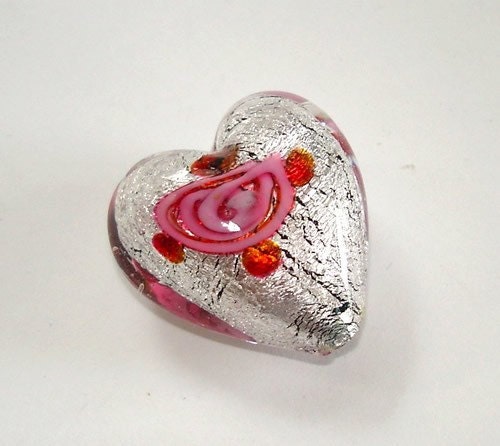 Unique Pendant Bead, Large Murano Glass Romantico Heart Focal Bead, DIY craft jewelry making supplies