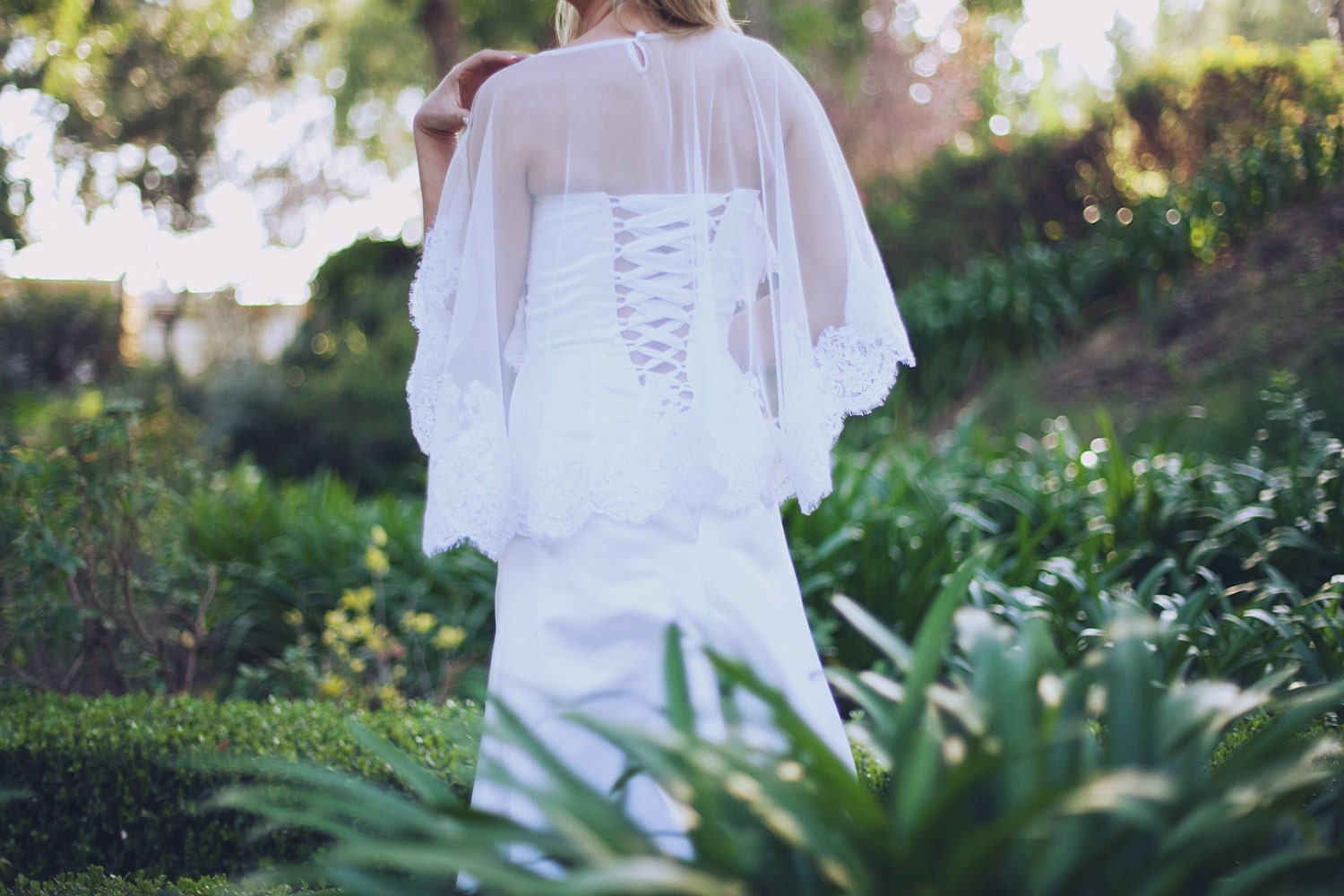 Alencon Lace Bridal Cape, Capelet, Cover up, 420