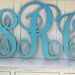 Hand cut Handpainted set of Monogram letters measuring 20 24 20 inches first last and middle name