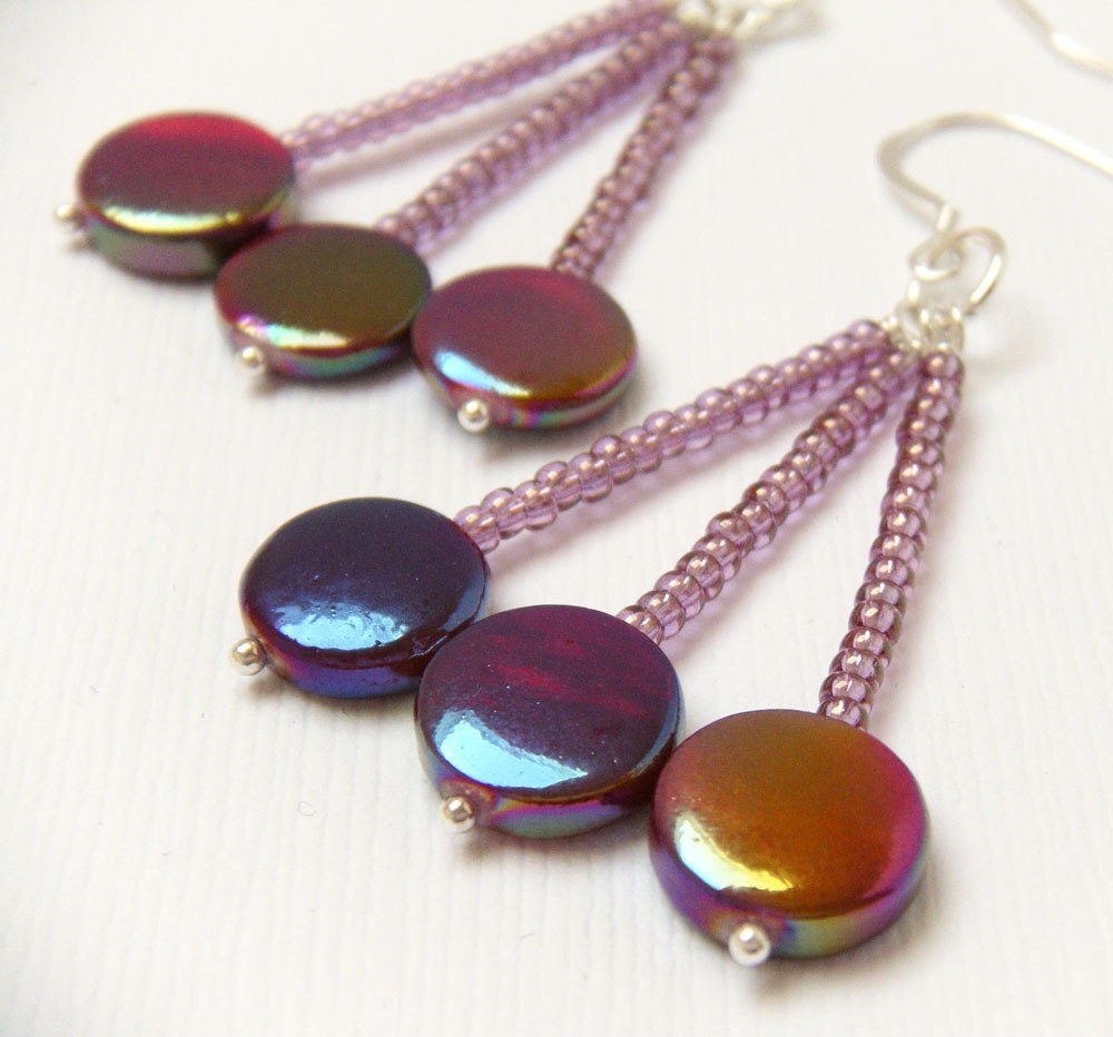 Colorful Metallic Dangle Earrings - Berry Pop - merryalchemy