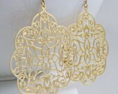 Large Filigree Earrings, Gold Filigree Earrings, Gold Floral Filigree -  Angelic Scalloped Filigree
