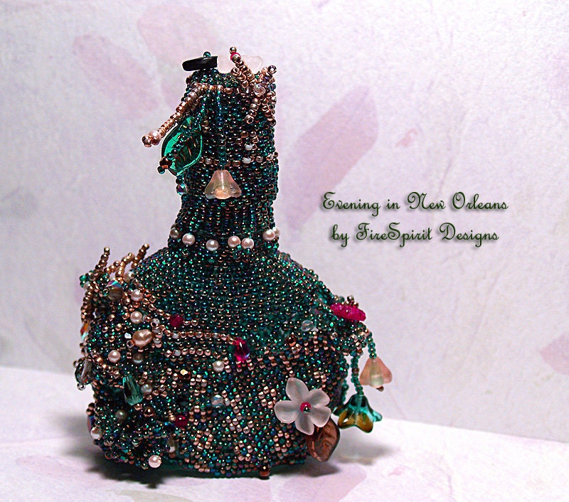 Evening in New Orleans- beadwoven vintage perfume bottle
