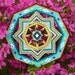 Golden Sun, a 18 inch, acrylic yarn mandala, by custom order