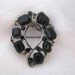 Unusual silver tone vintage pin brooch necklace with round & rect. black stones