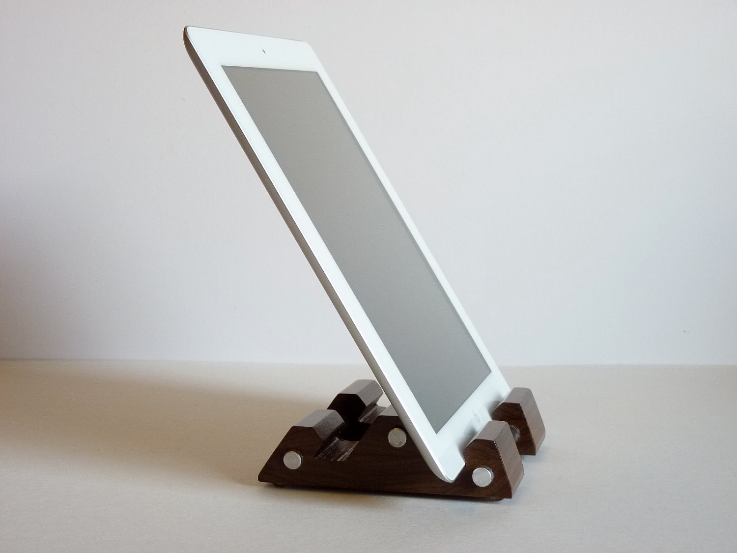 New iPad Stand Walnut and Aluminum Holder Tablet Stand Fathers Day Gift