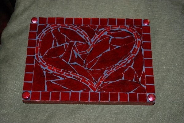 I Love You Mosaic Stained Glass Heart Engagement, Home Decor, Paper weight, Art Piece, Wedding or Engagement