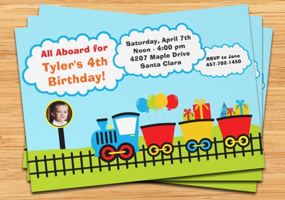 Train Birthday Party Photo Invitation Il_170x135