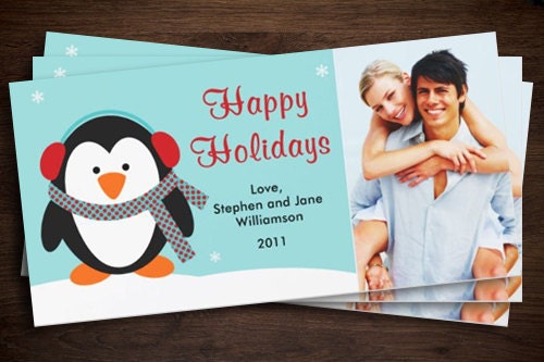 Christmas Photo Cards Cute Penguin Il_570xn
