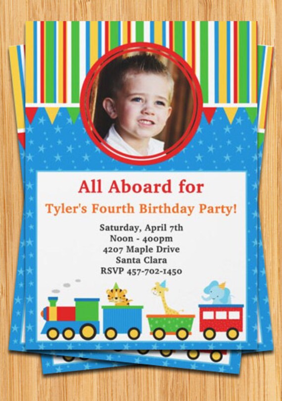 Train Birthday Party Photo Invitation Il_570xn