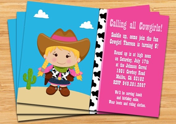 Cowgirl Birthday Party Invitation Il_570xn