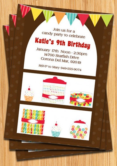 Candy Birthday Party Invitation Il_570xn