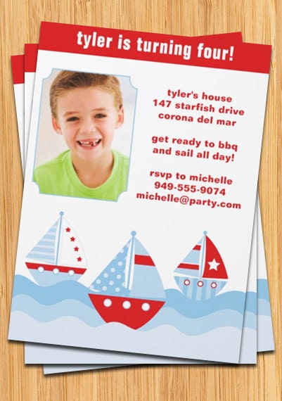Sailboat Birthday Party Invitation Il_570xn