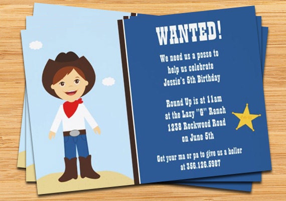 Cowboy Birthday Party Invitation Il_570xn