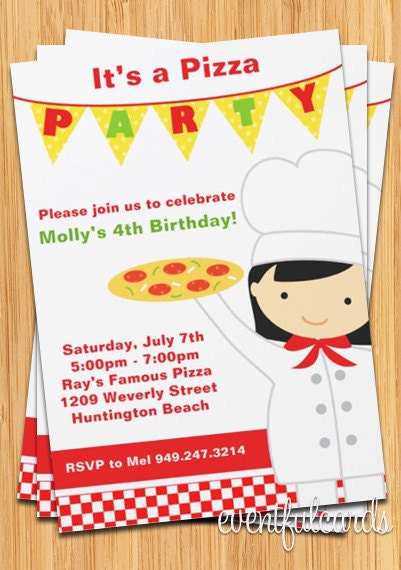 Pizza Party Birthday Invitation for Girl Il_570xn