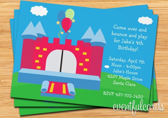 Bounce House Birthday Party Invitation - Fully Customizable Il_570xn