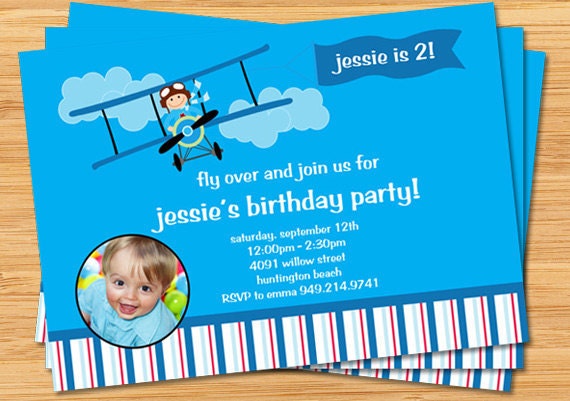 Airplane Birthday Party Invitation with Photo Il_570xn