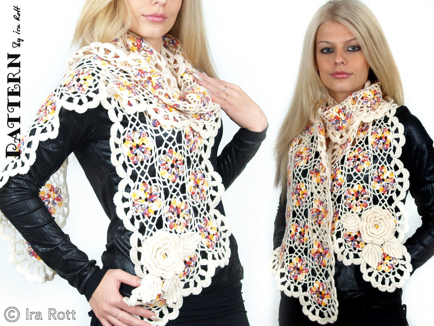 PATTERN - Vogue Flower Scarf - Crochet PDF Pattern