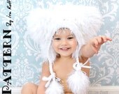 PATTERN - Fuzzy Polar Bear Bonnet Hat - Crochet PDF Pattern