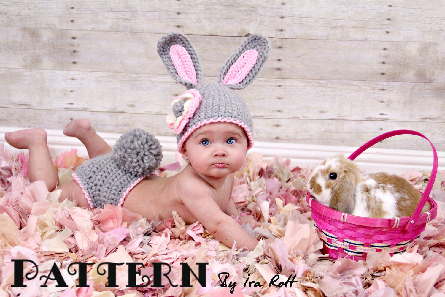 PATTERN - Easter Bunny Hat and Diaper Cover Set - Crochet PDF Pattern for 5 sizes