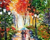LIMITED Edition fine Art Giclee Print Walking the Dog from oil painting by Karen Tarlton modern impressionism