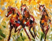 Wild Horses Equine 36" x 48" Gallery Quality Giclee Print on Museum Archival canvas of Original painting by Karen Tarlton fine art