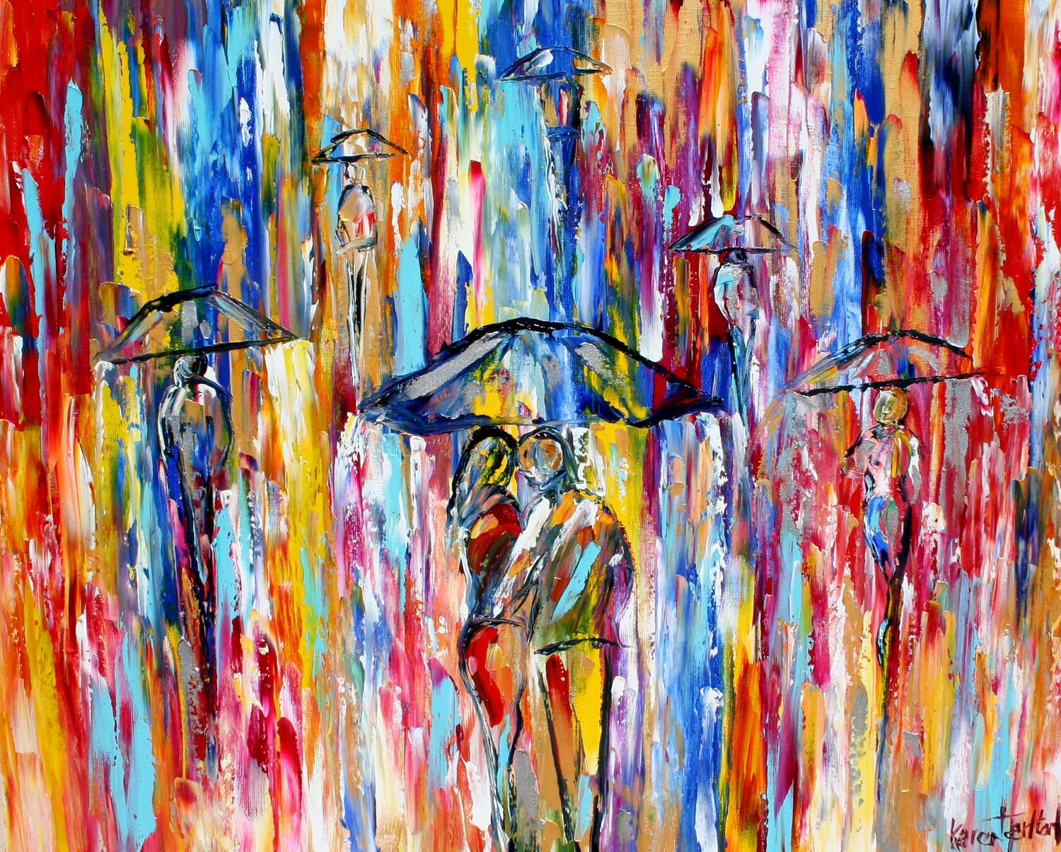 Fine art Print - Abstract City Rain - from oil painting by Karen Tarlton - impressionistic modern art
