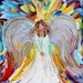 Original oil ANGEL PALETTE KNiFE painting modern impressionism impasto fine art by Karen Tarlton