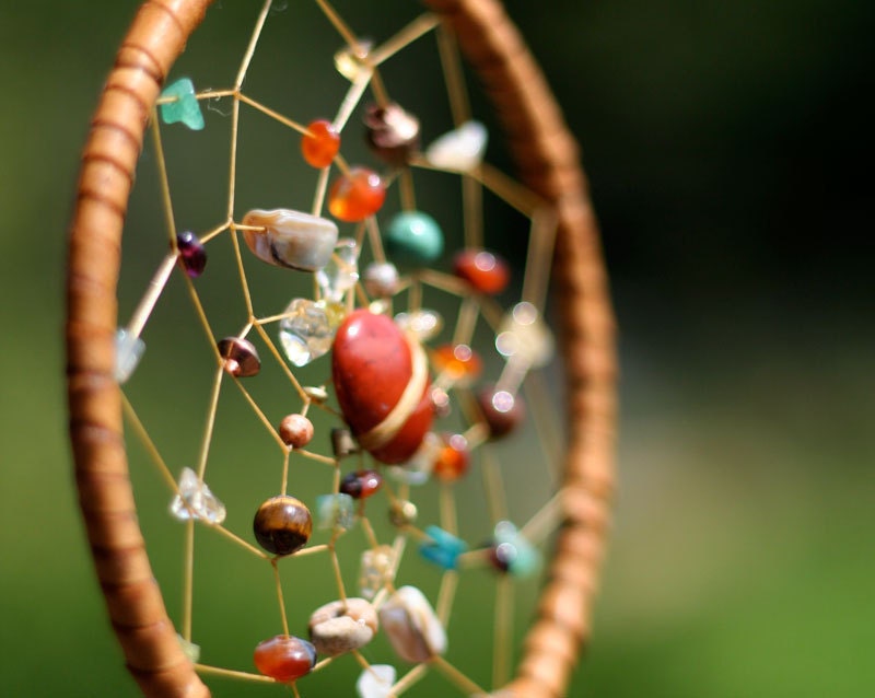 Dreamcatcher, jasper cab with copper and stones