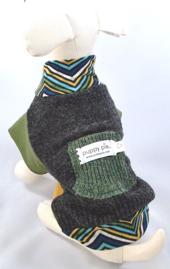 Eco recycled wool dog sweater in gray with pocket size 0