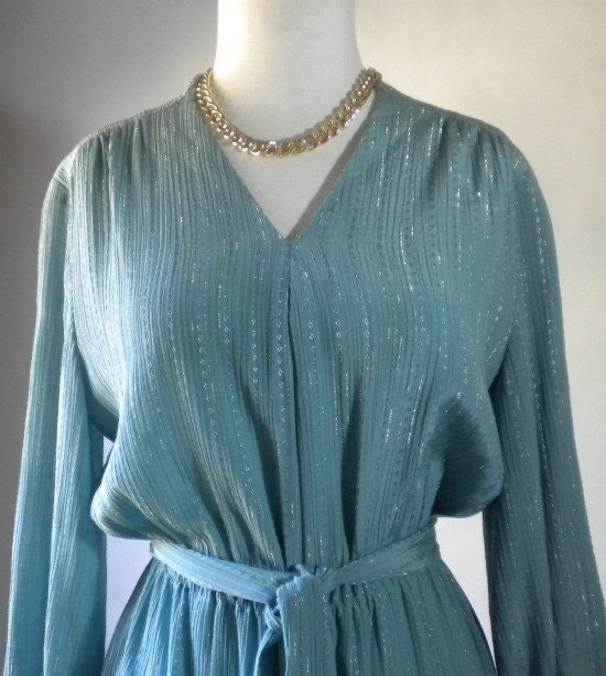 Vintage Green Dress with Gold Accents