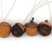 6 Wool Felted Acorn Ornaments, Brown, Latte, Coffee, Needle Felted