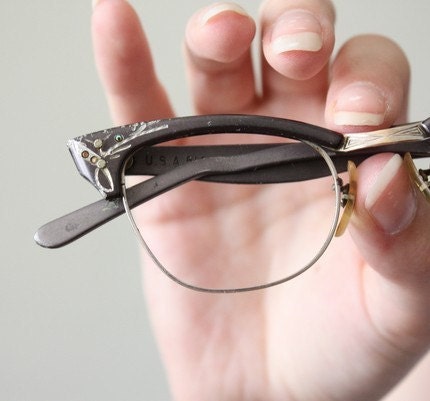1950s Vintage Cat-Eye Glasses Rhinestone