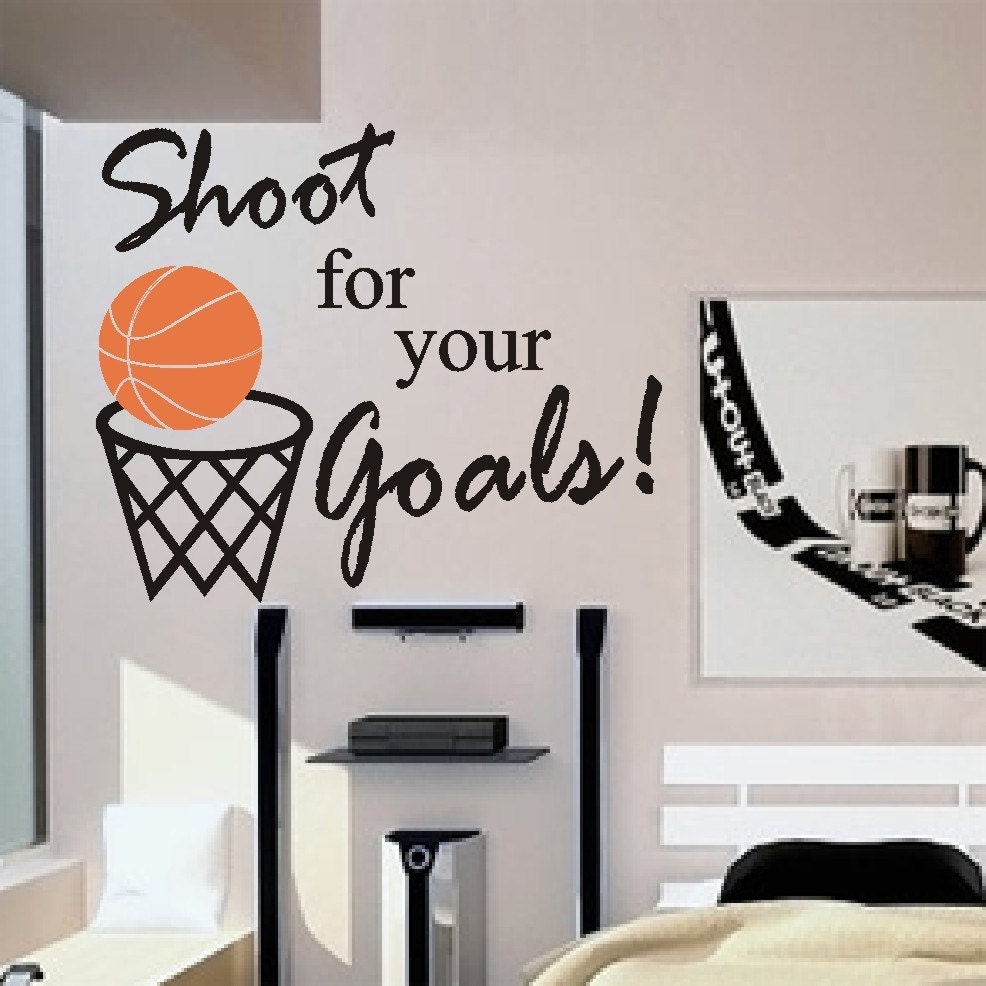 Vinyl Wall Lettering Words Quotes Decals Basketball Shoot for your Goals