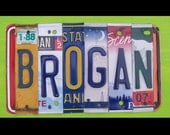 License Plate Sign Art - Funky Word Block Customize Personalize Name - Custom Signs Available - Salvaged Wood