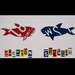 Danger No Swimming Shark Brothers Names - Recycled License Plate Art - Salvaged Wood - Upcycled Artwork