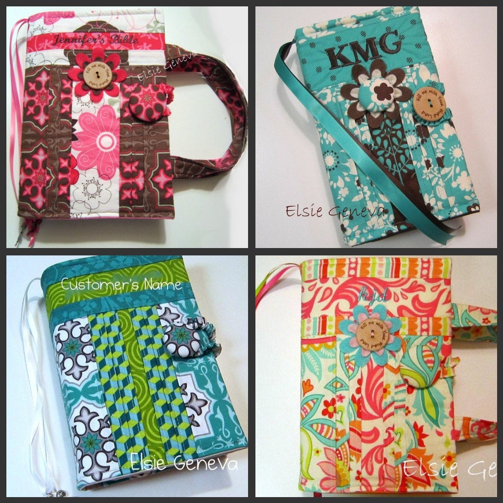 Choose Your Own Fabric Online Made to Fit Bible Cover Personalized or Monogrammed Option Included