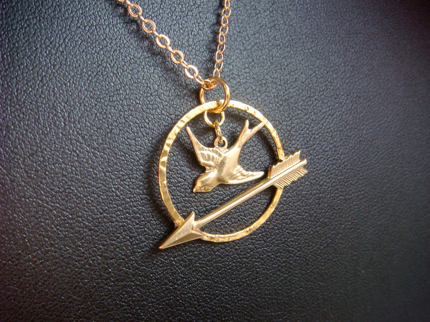 Hunger Games Necklace Mockingjay Bird And Arrow - Katniss Pin - SALE