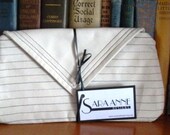 Blue and Brown Striped Clutch