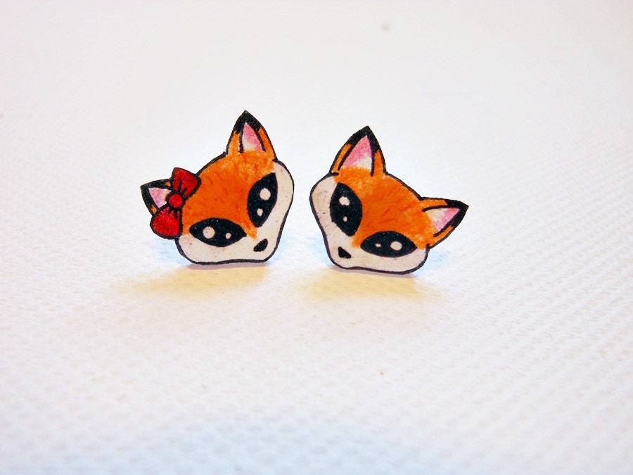  Earrings on Boy And Girl Fox Stud Earrings By Xdonnaxthexdeadx On Etsy