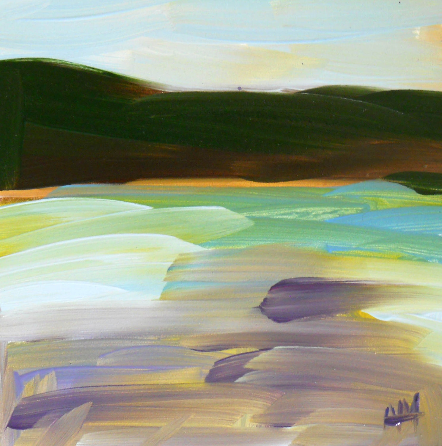 redfish lake original painting by moulton 6 x 6 inch
