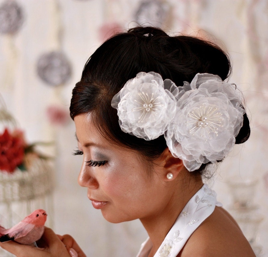 Organza Double Blooms Fascinator Set- Bree Duo