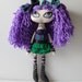 Malory, Sassy Goth Purple Green Cloth Art Rag Doll