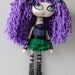 Malory, Sassy Goth Purple Green Cloth Art Rag Doll