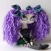 Malory, Sassy Goth Purple Green Cloth Art Rag Doll