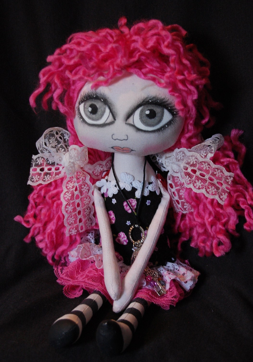 Nicole, Cloth Art Rag Doll ooak big eye collectable unique