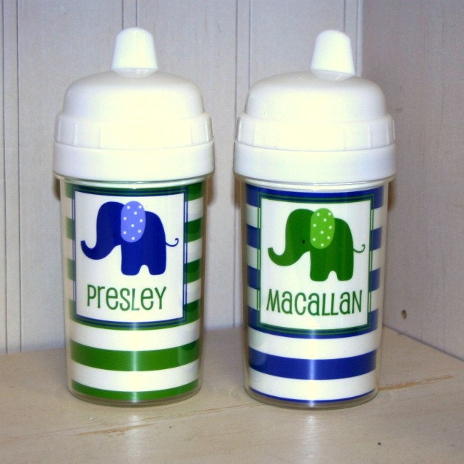 Personalized 10oz Sippy Cup Elephant