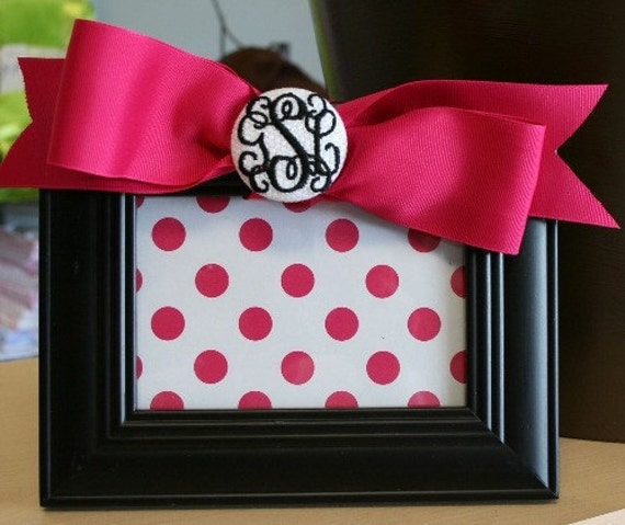 Monogrammed Picture Frame with Bow Personalized